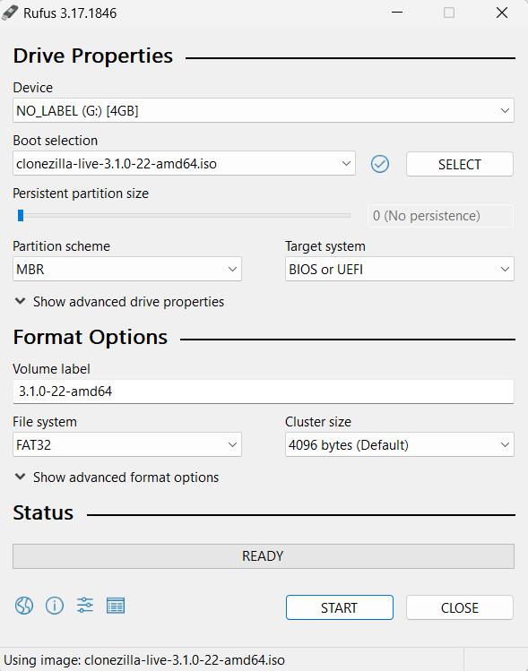 Crear Medios de Arranque de Clonezilla