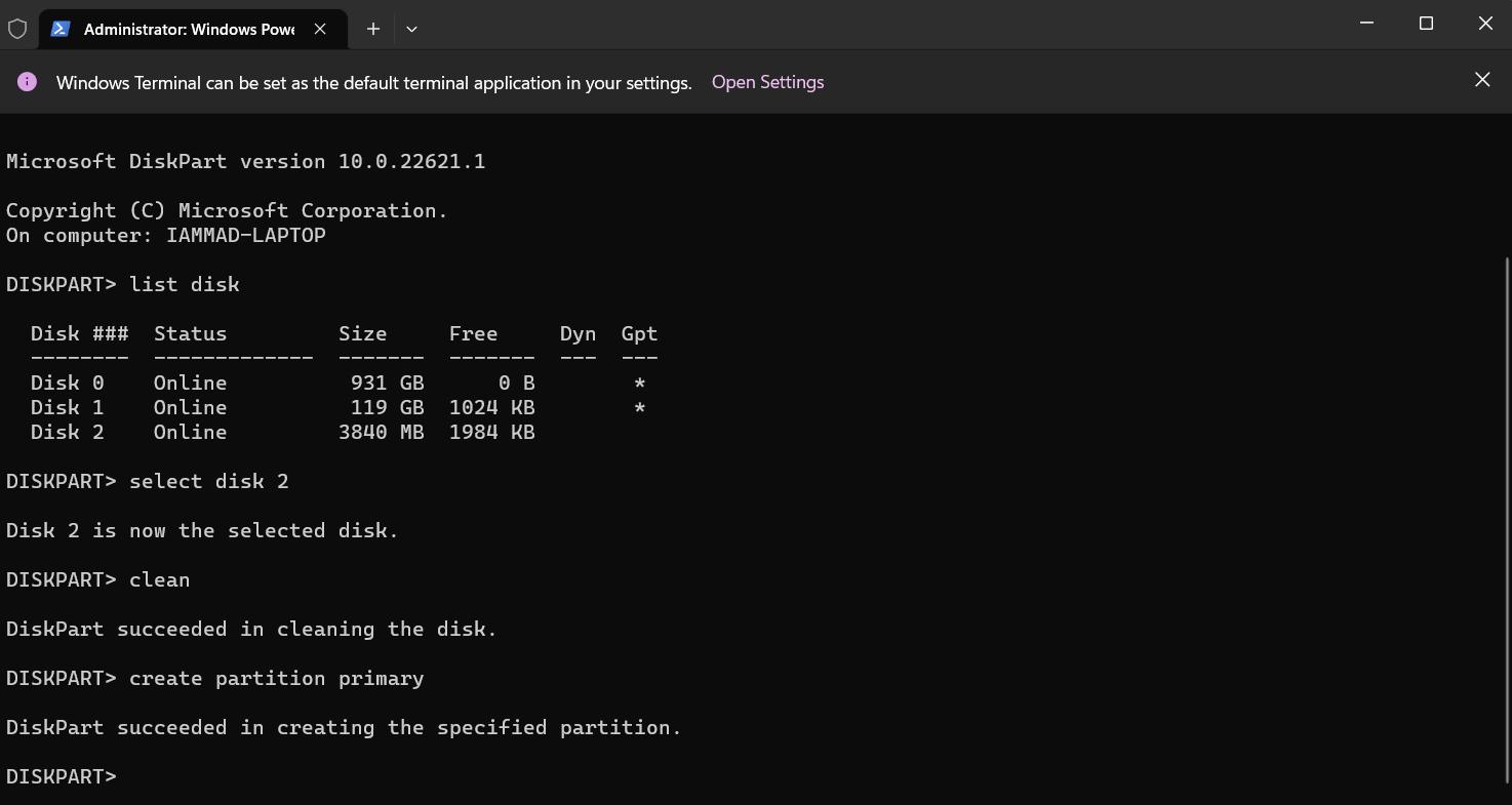 Partition SSD with DiskPart Command