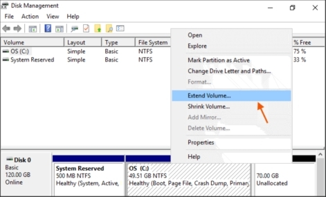 Estendi C Drive Windows 10 con Gestione disco