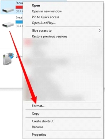Formatta un SSD in Esplora file
