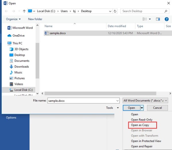 how to make a copy of a word document