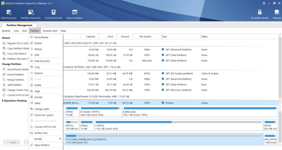 Minitool Partition Wizard를 사용하여 파티션을 분할하는 방법