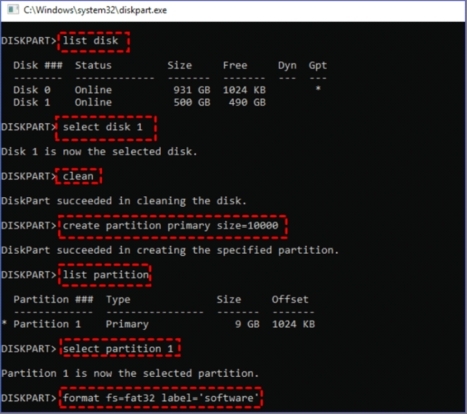 Partizionare l'unità USB utilizzando Diskpart