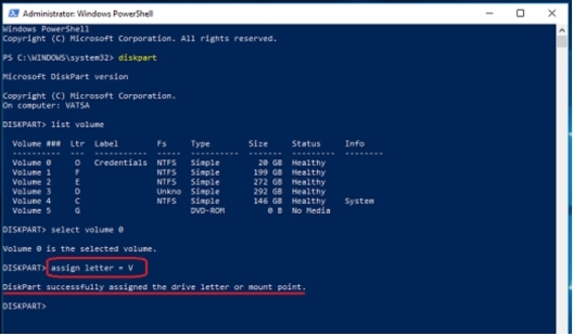 Cambia lettera di unità in PowerShell