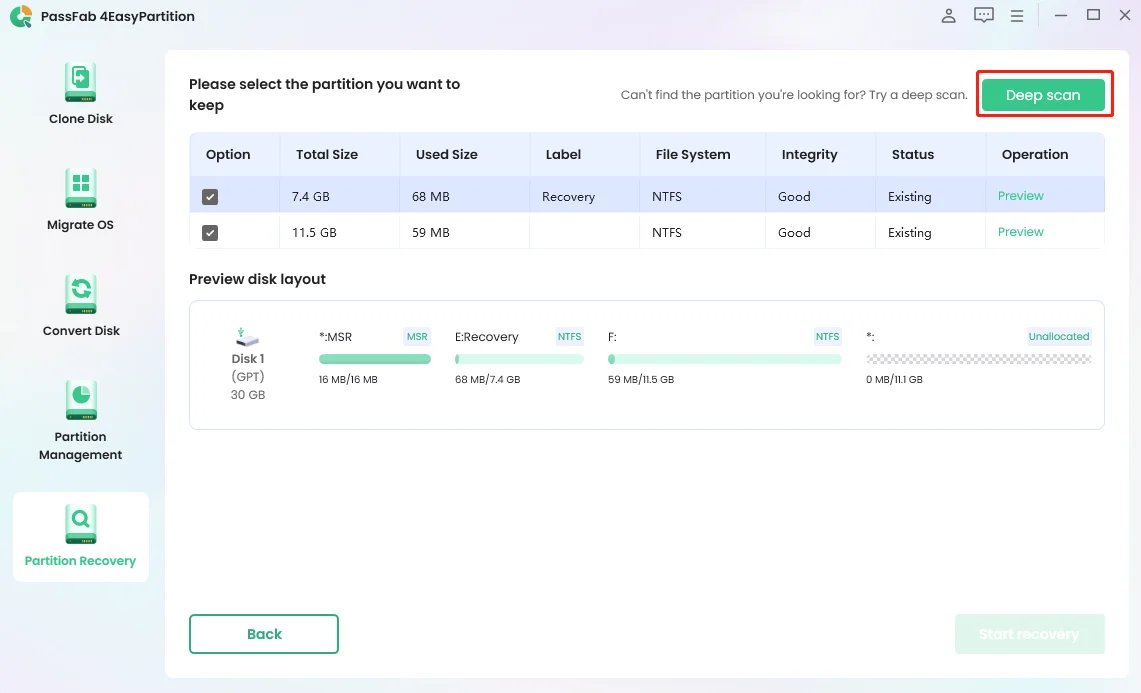 Recuperar partición - escaneo profundo