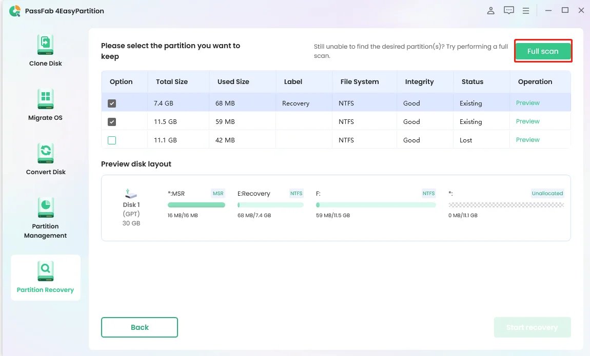 Recuperar partición - escaneo completo
