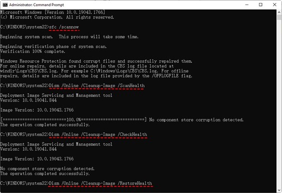 Repairing using SFC Scan