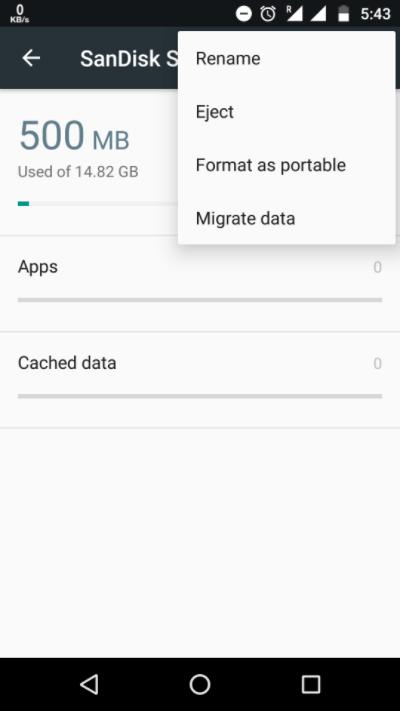 stop using MicroSD card as internal storage on Android