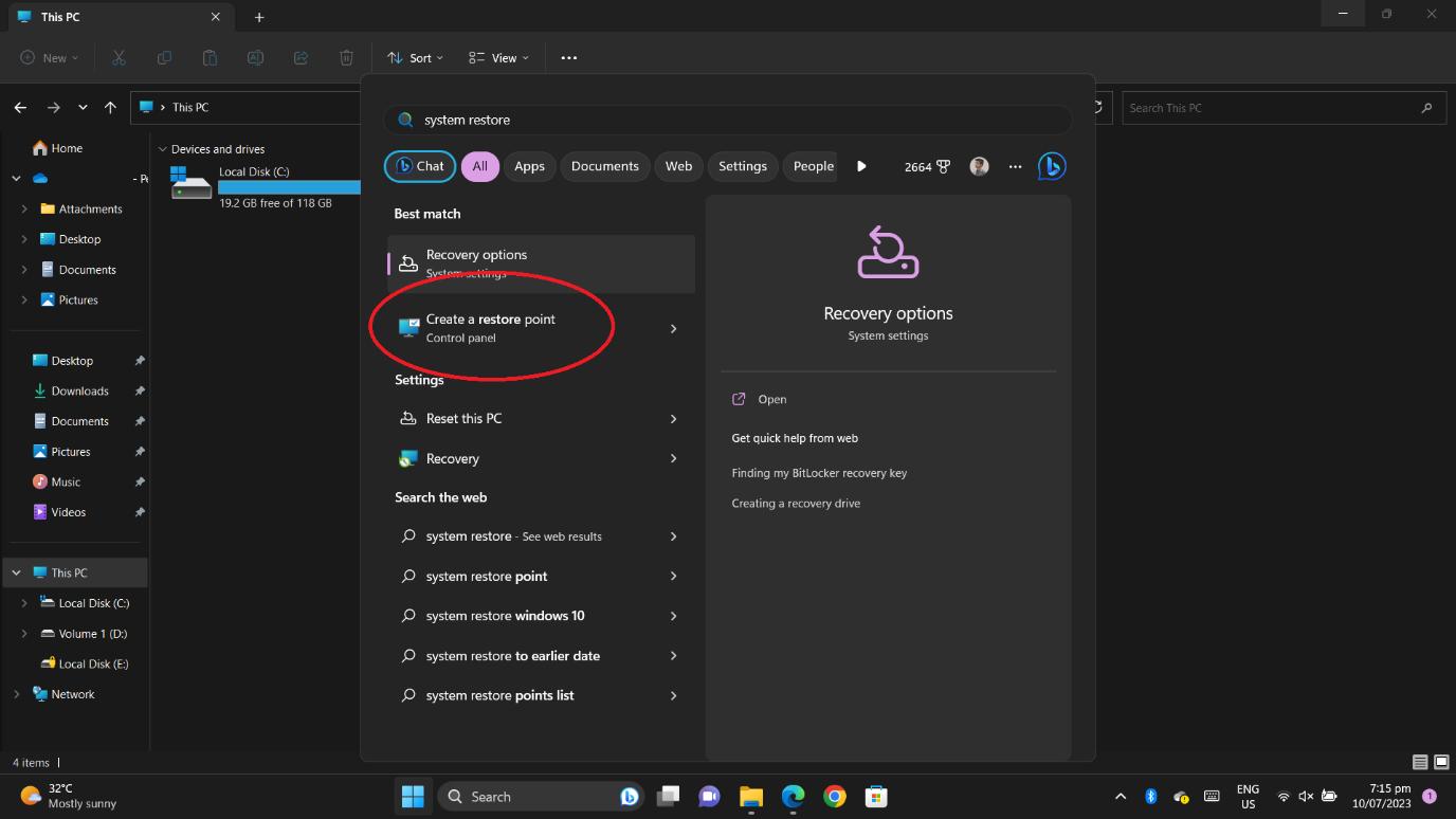 perform a system restore