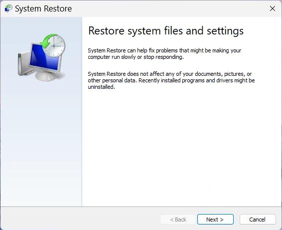 perform a system restore  to fix critical process died windows 11