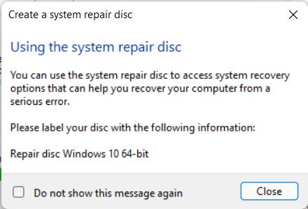 How to create a system repair disc