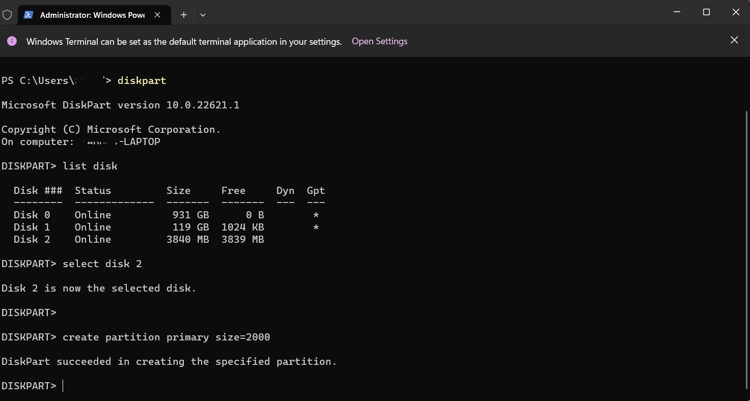 Partition SSD with DiskPart Command