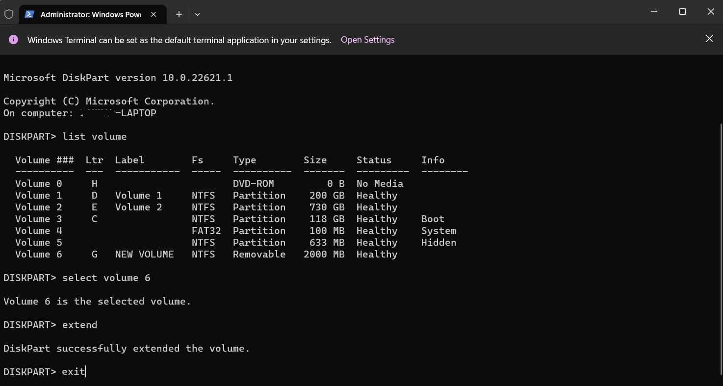 use diskpart utility to expand partition Windows 7
