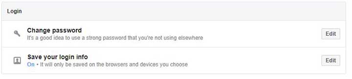 click change password in facebook