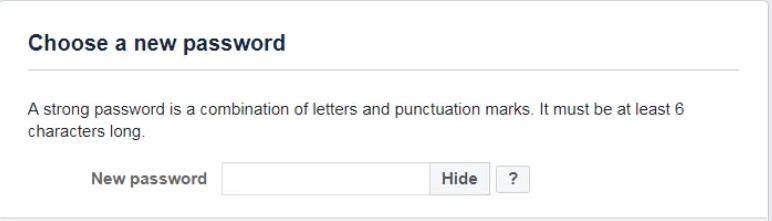 choose new password to reset fb password