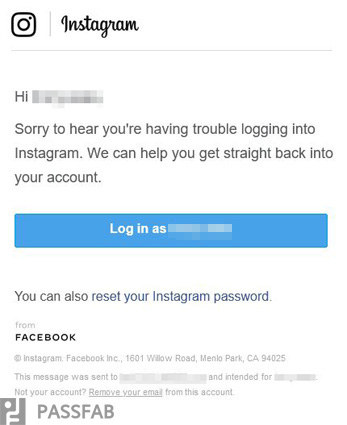 click reset your instagram password