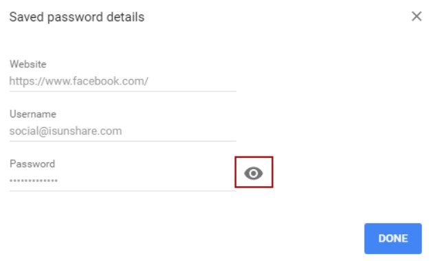 password details of your facebook account