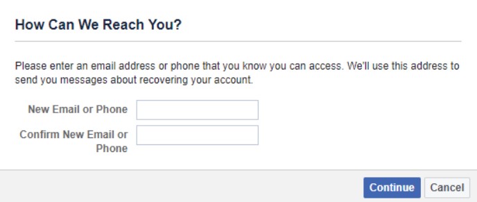 recovery address to find facebook account
