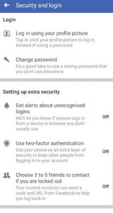 click change password to change fb password
