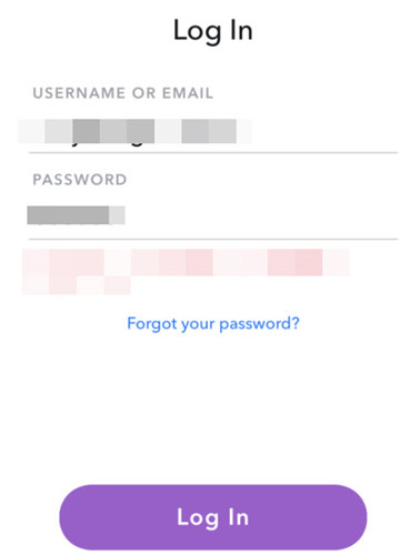 click forgot password to reset snapchat password