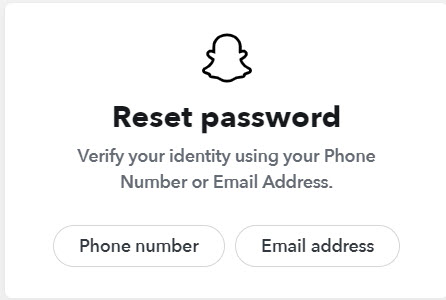 reset snapchat password via email or phone number