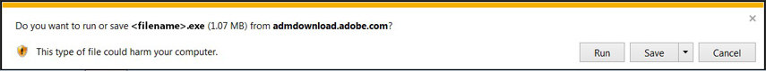 haga clic en ejecutar para actualizar adobe reader