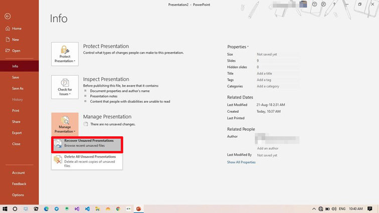 how to recover unsaved presentations in powerpoint