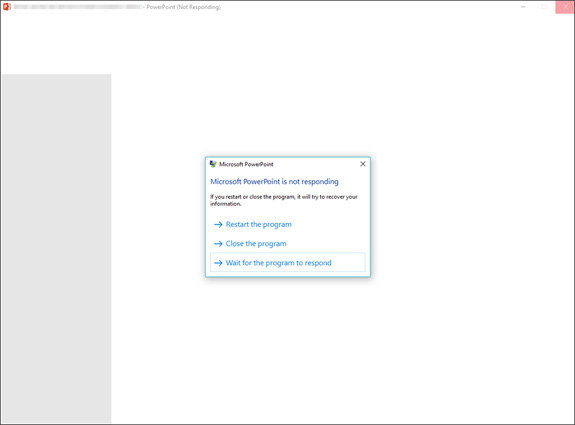 receive powerpoint is not responding message