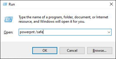type command to run powerpoint in safe mode