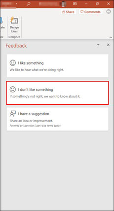 send a frown as feedback to report powerpoint not responding