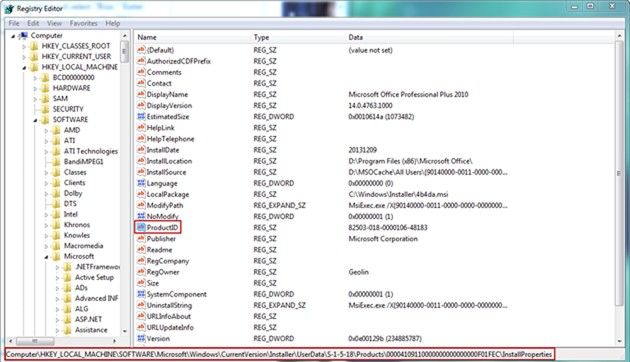 hoe de primaire factor van het register te vinden in Windows 7