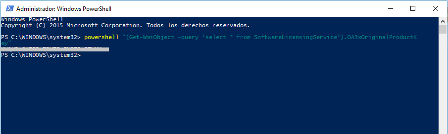 use powershell to get windows 10 product key
