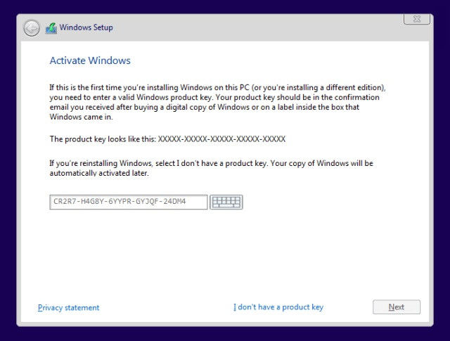 windows 10 pro using windows 7 key