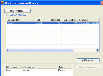 atomic rar password recovery