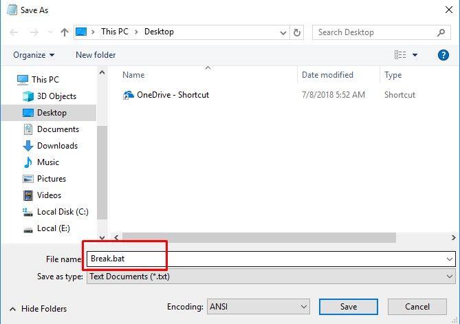 salvare il file batch per rompere la password per file crittografato Winrar