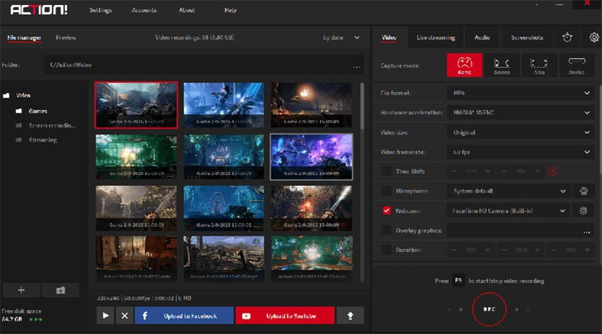 best gaming recording software - actions