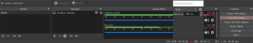 how to screen record on a laptop - obs stop recording