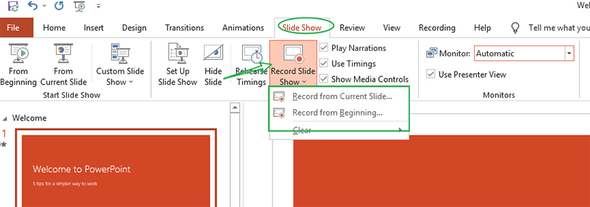 how to record the presentation