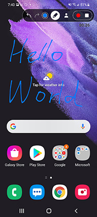 Screen recording toolbar in android