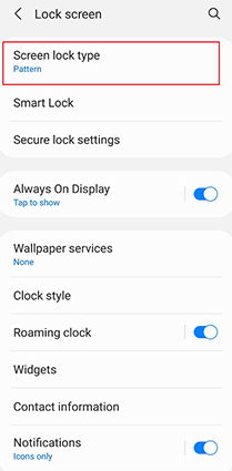 choose screen lock types