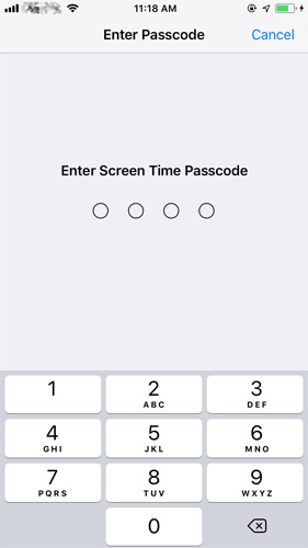 enter new screen time passcode