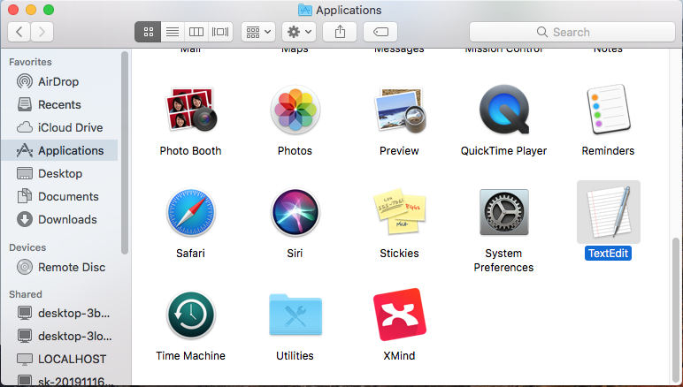 trovare applicazione textdit