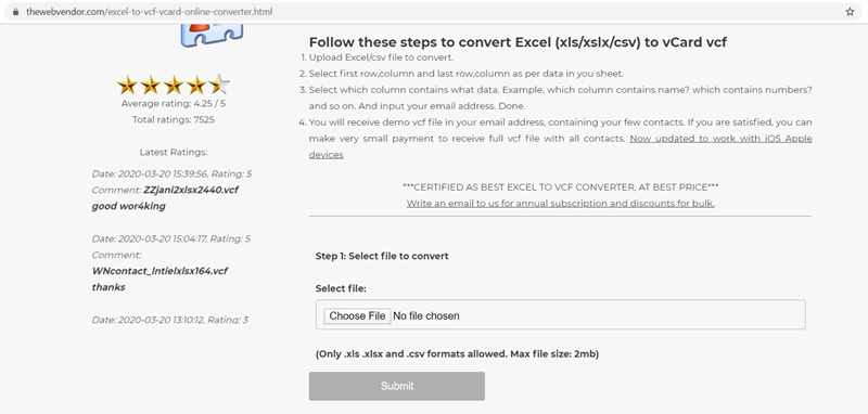 ottenere file in formato vcf