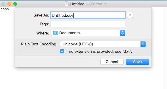 salvare com file .csv