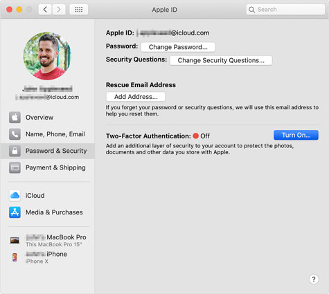 turn on two factor authentication on mac