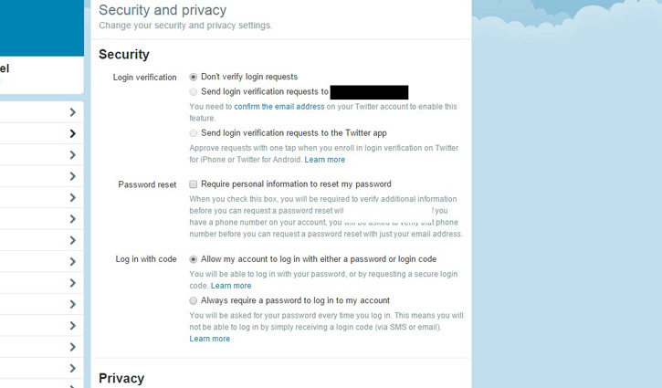 turn on two factor authentication on twitter