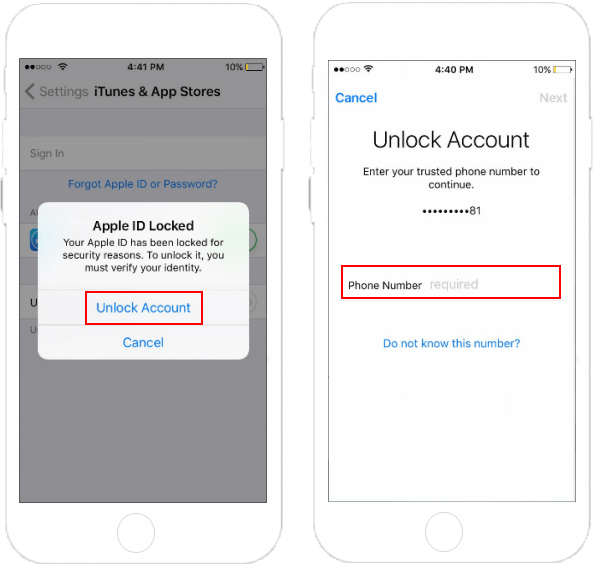 how to unlock iphone apple id in settings