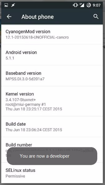 tap on build number several times