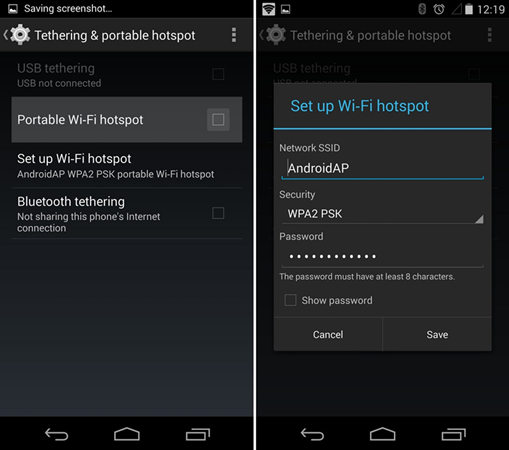 set up the hotspot with password