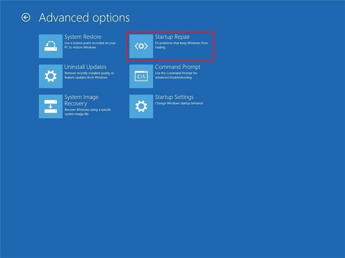 tap on the Startup repair button